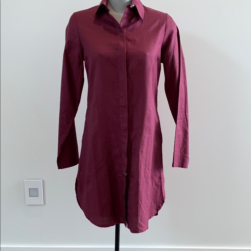 Elegant Burgundy Shirt Dress
